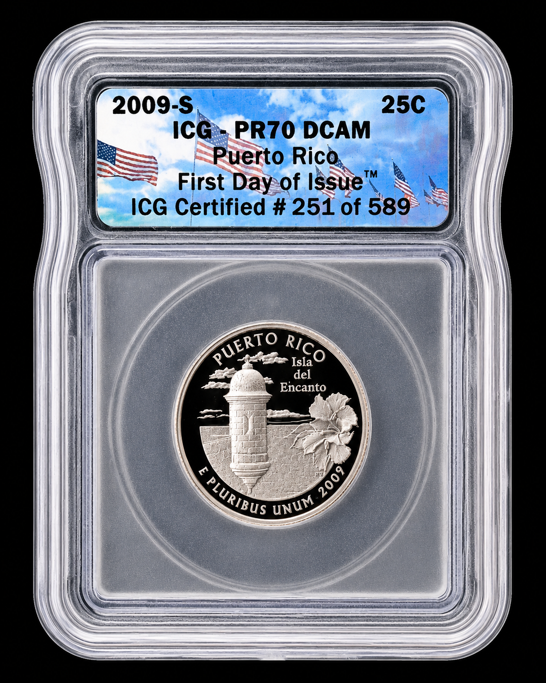 2009-S Puerto Rico Quarter ICG PR70 DCAM First Day of Issue #251/589