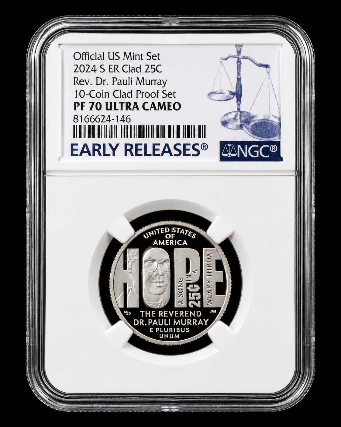 2024-S Pauli Murray Quarter NGC PF70 UCAM Early Releases American Women Quarter Proof