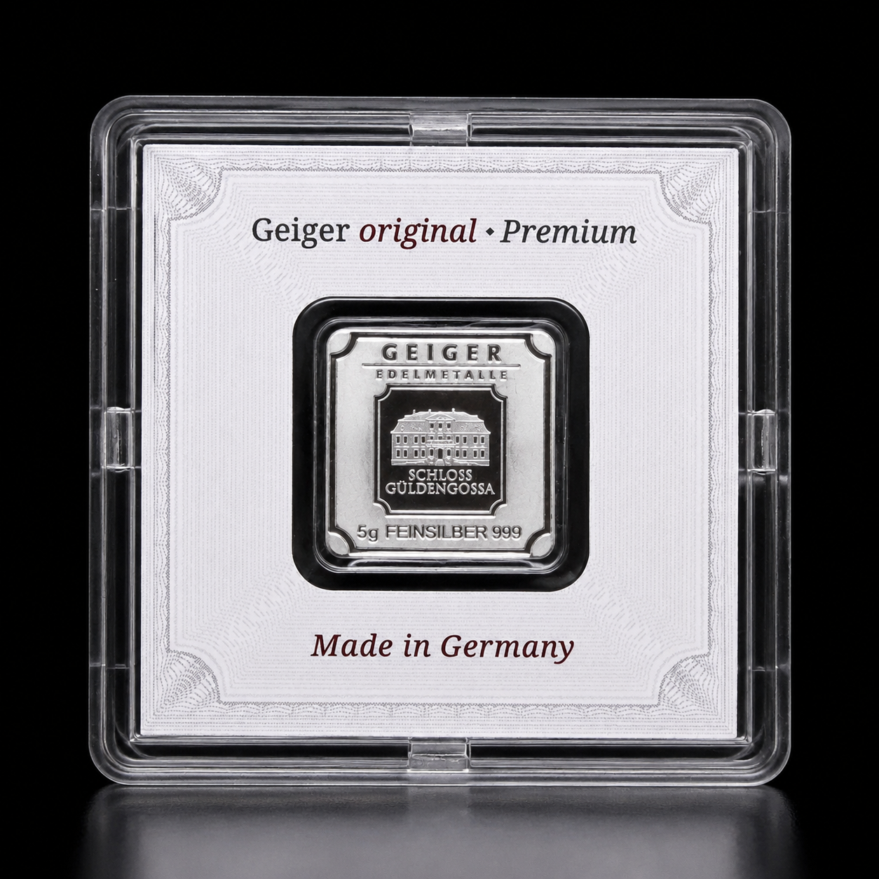 5 Gram Geiger Edelmetalle Silver Bar .999 Fine Silver in Original Assay