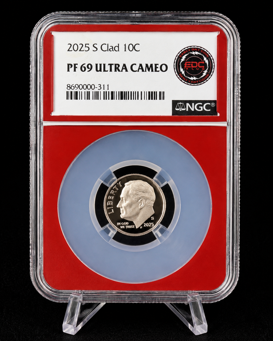 2025-S Roosevelt Dime Clad Proof NGC PF69 Ultra Cameo FDC Label 10C