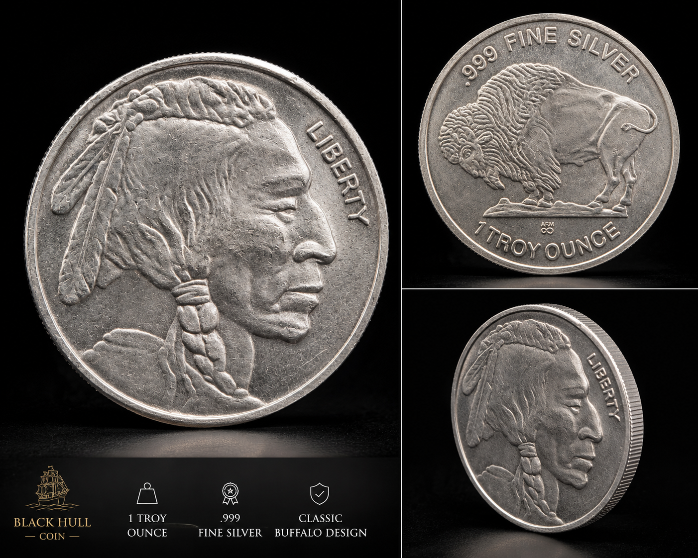 1 Troy Ounce .999 Fine Silver Buffalo Round