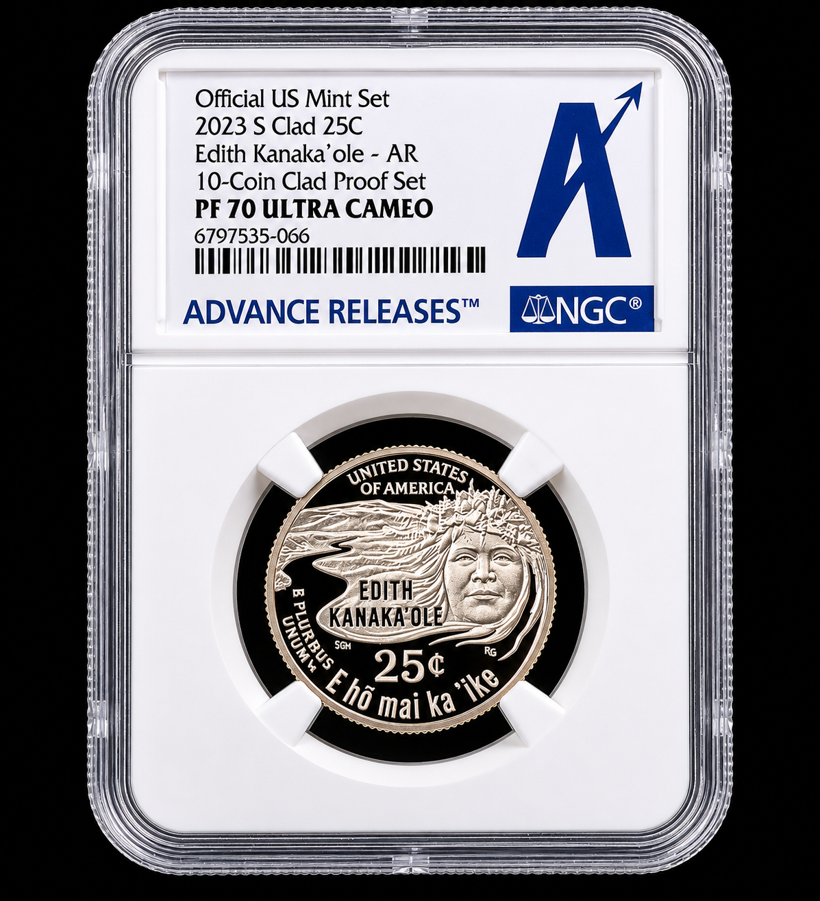 2023-S Edith Kanakaʻole Quarter NGC PF70 Ultra Cameo Advance Releases Proof 25C