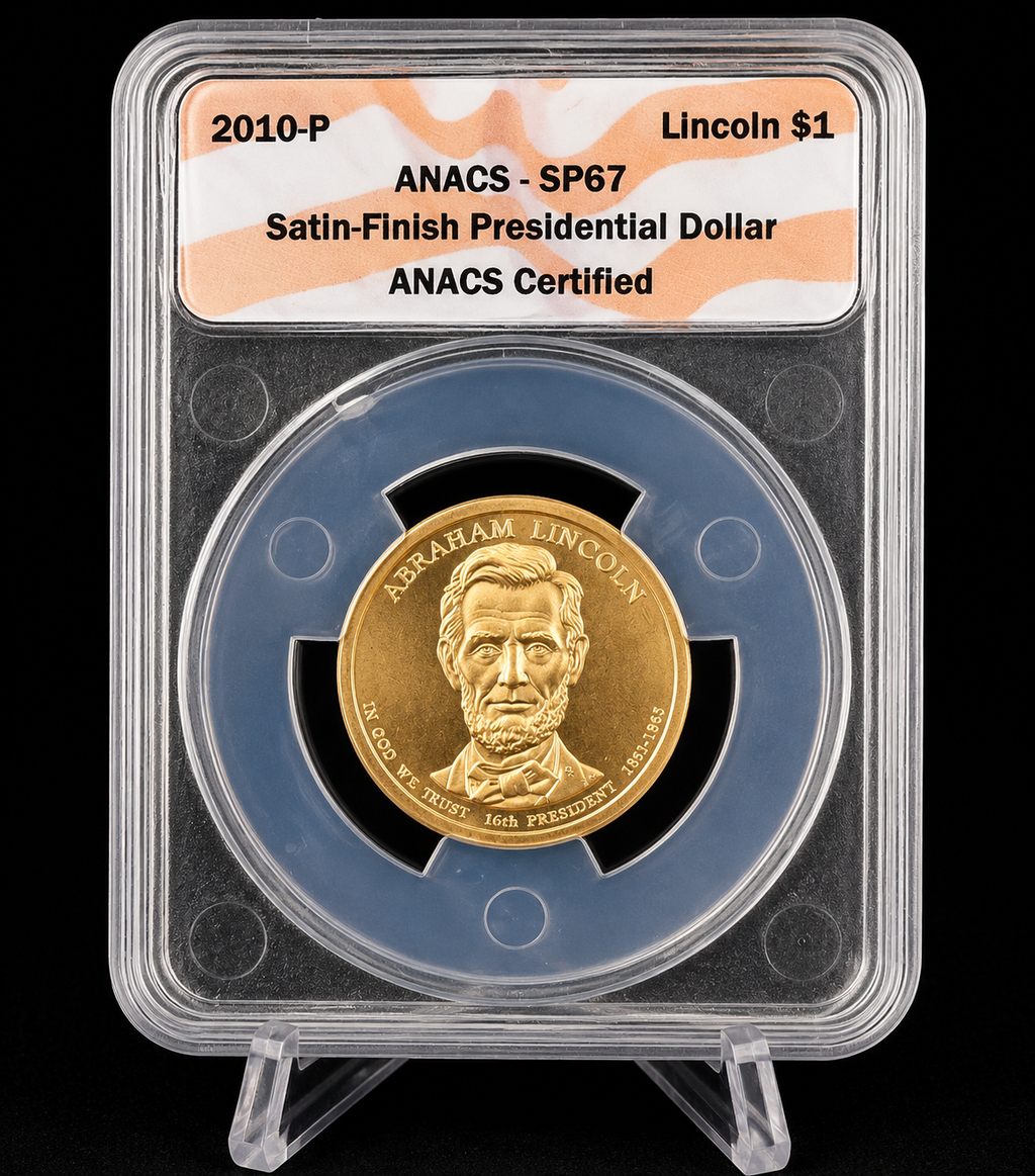 2010-P Abraham Lincoln Presidential Dollar ANACS SP67 Satin Finish $1