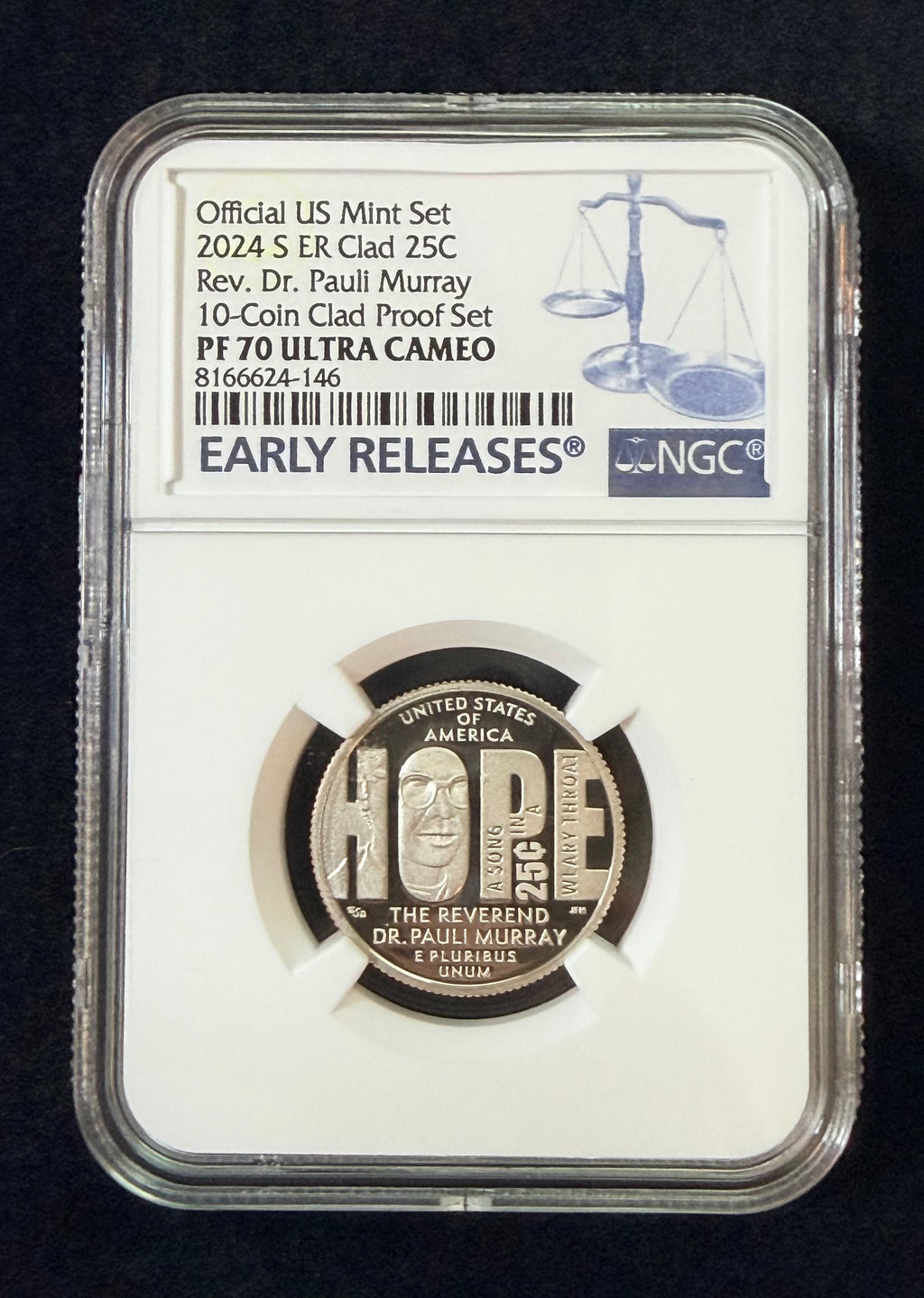 2024-S Pauli Murray Quarter NGC PF70 UCAM Early Releases American Women Quarter Proof