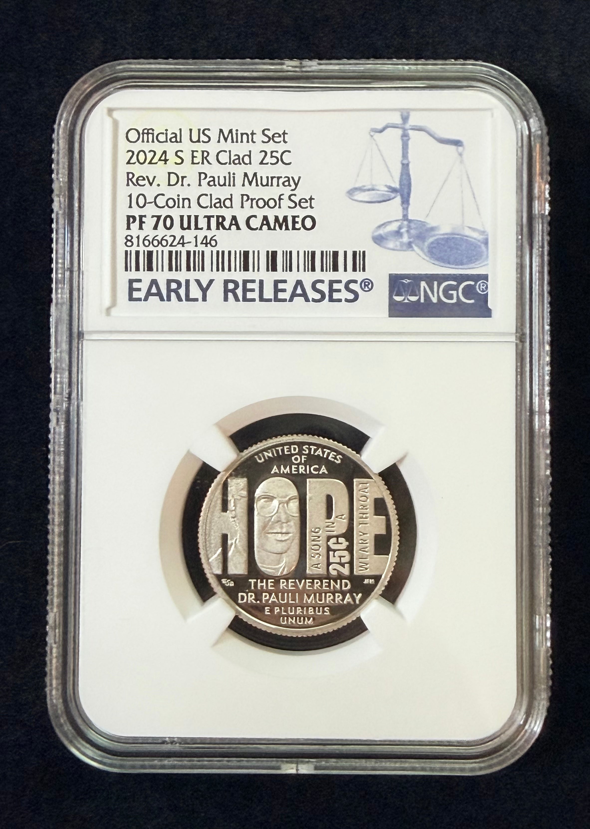 2024-S Pauli Murray Quarter NGC PF70 UCAM Early Releases American Women Quarter Proof