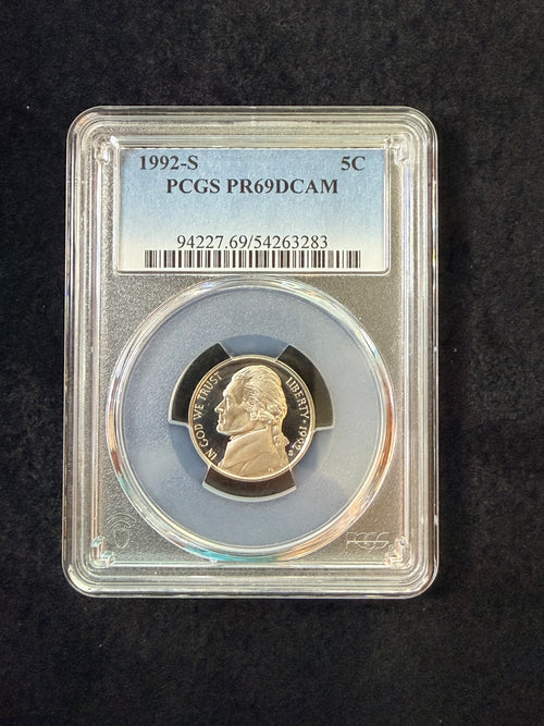 1992-S Jefferson Nickel PCGS PR69DCAM Proof Deep Cameo 5C