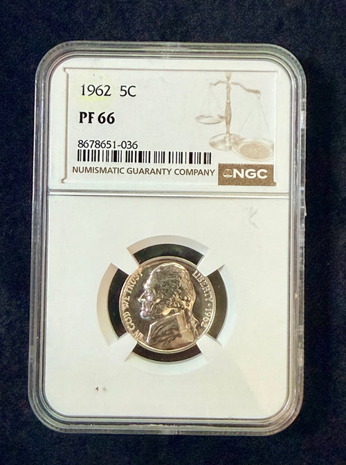 1962 5C Jefferson Nickel NGC PF66 Proof Nickel Five Cent