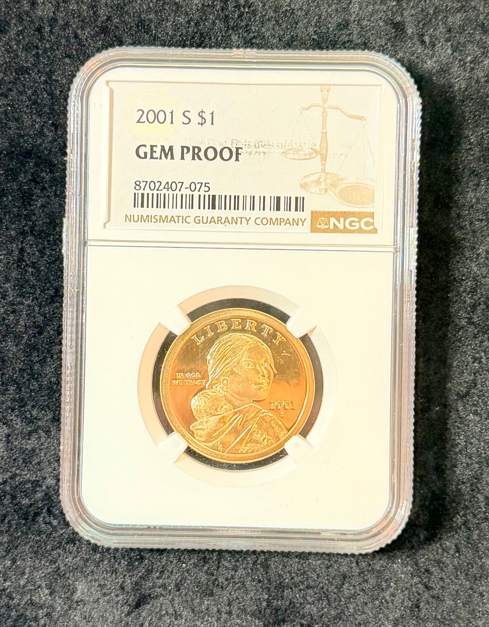 2001-S Sacagawea Dollar NGC Gem Proof Golden Dollar San Francisco Mint $1