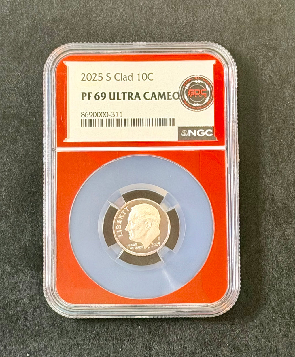 2025-S Roosevelt Dime Clad Proof NGC PF69 Ultra Cameo FDC Label 10C
