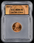 2025-D Lincoln Cent Last Year of Issue ICG MS66 RD Certified Red Penny