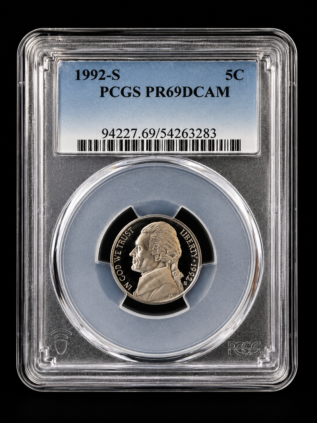 1992-S Jefferson Nickel PCGS PR69DCAM Proof Deep Cameo 5C