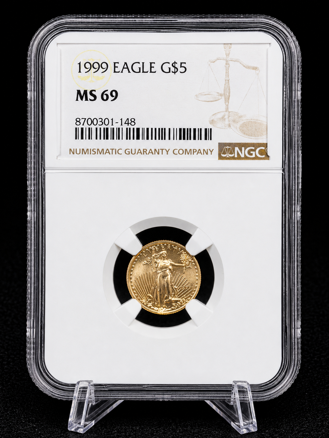 1999 $5 Gold American Eagle 1/10 oz Gold Coin NGC MS69