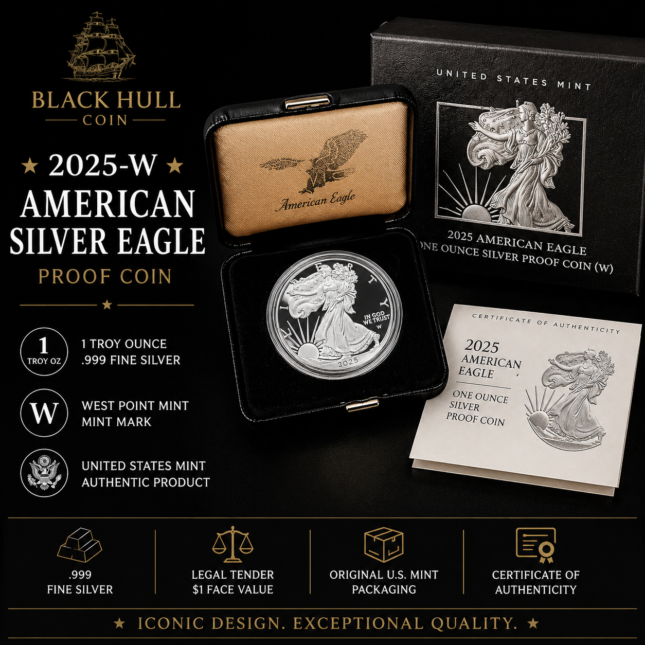 2025-W American Silver Eagle Proof Coin w/ Box & COA | U.S. Mint